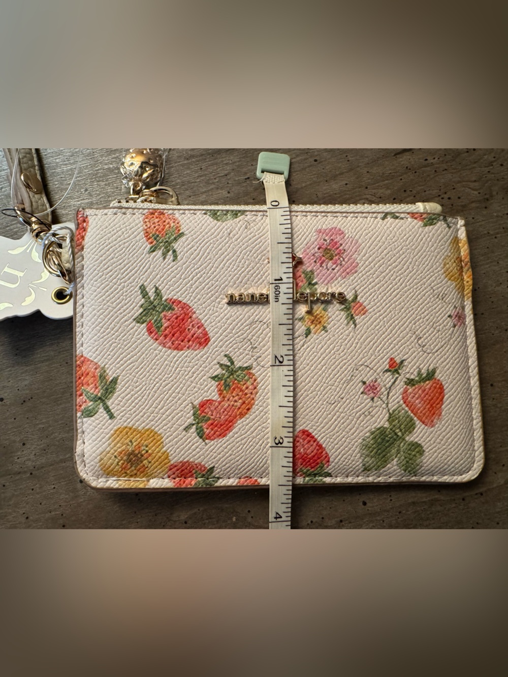Nanette Lepore Cream Floral Strawberry Wristlet - Picture 11 of 12
